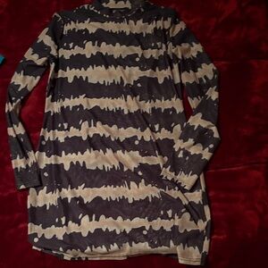 Sheer Striped Long Sleeve Dress